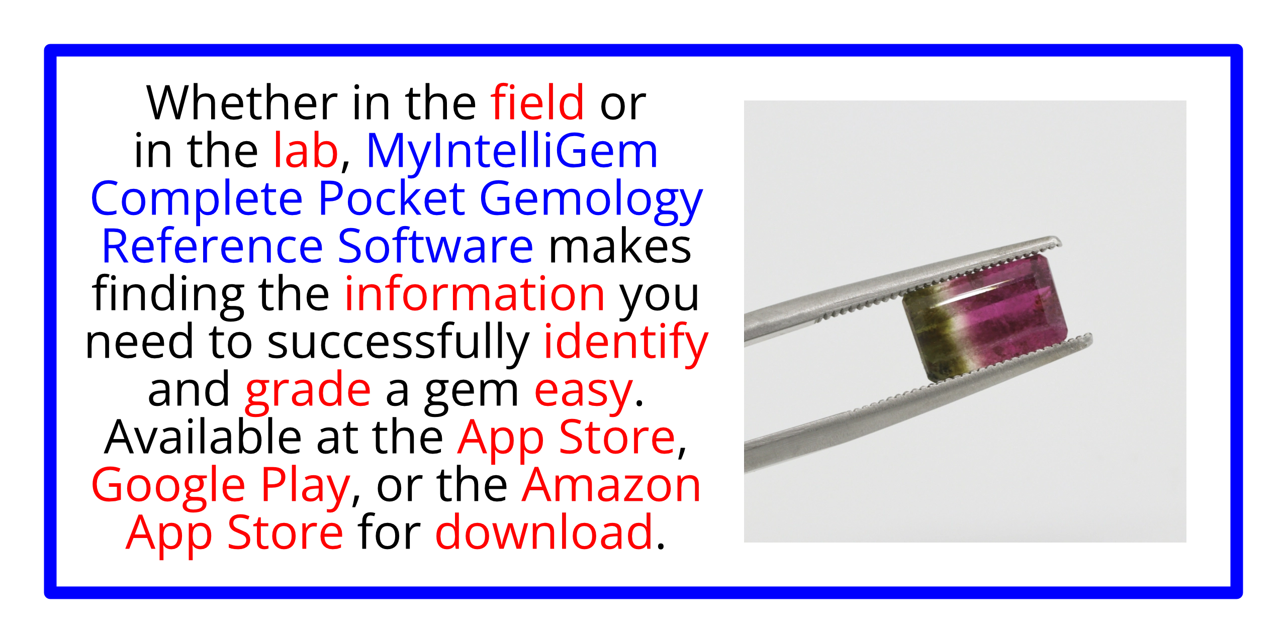 When grading a high quality gem, it is essential you have accurate references.  Our MyIntelliGem Complete Pocket Gemology Reference Software was designed by a GIA Graduate Gemologist and is an electronic lab manual.  DOWNLOAD MYINTELLIGEM AT THE APP STORE, GOOGLE PLAY, OR THE AMAZON APP STORE.