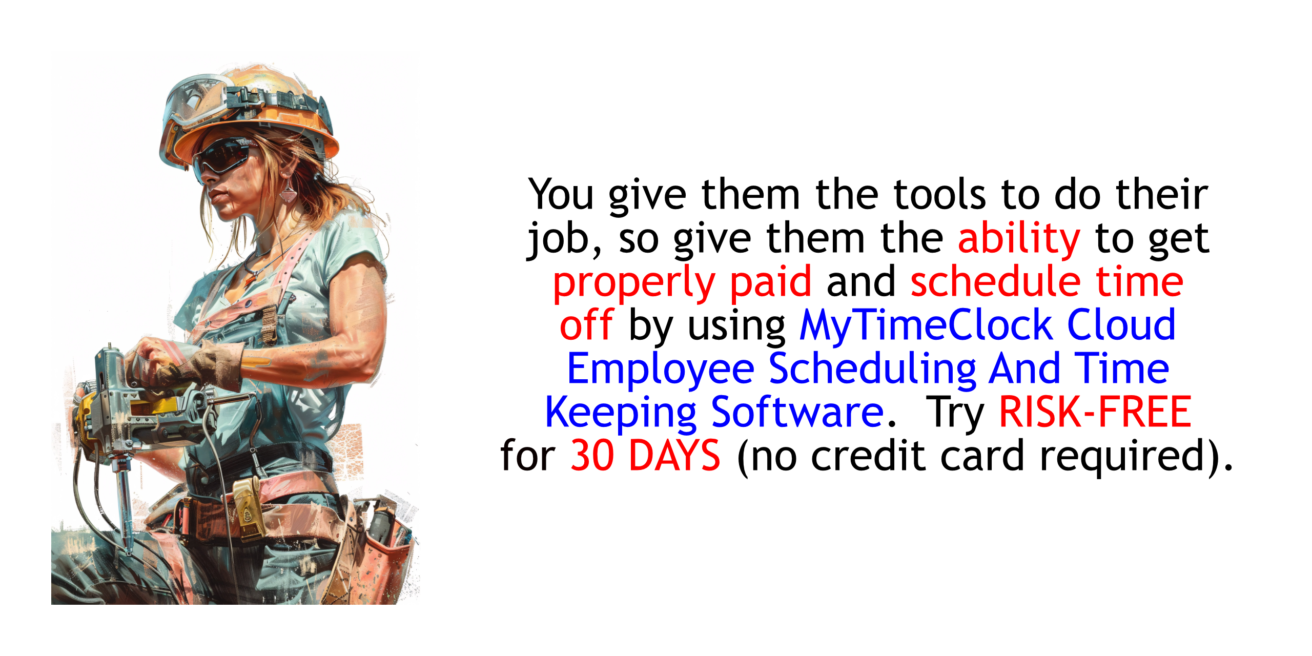You give them the tools to do their job, so give them the ability to get properly paid and schedule time off by using MyTimeClock Cloud Employee Scheduling And Time Keeping Software.  Try RISK FREE FOR THIRTY (30) DAYS (NO CREDIT CARD REQUIRED; CANCELS AUTOMATICALLY IF YOU DO NOT SUBSCRIBE).